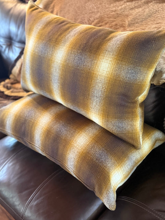 Golden Plaid Pillow