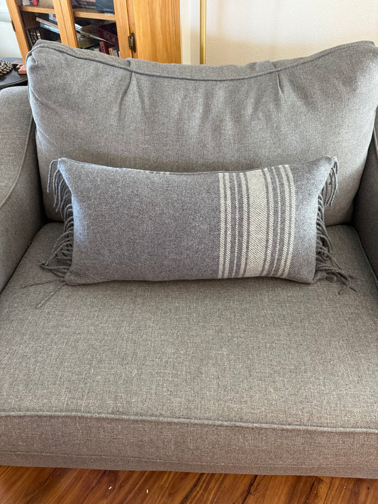 Gray Striped Lumbar Pillow