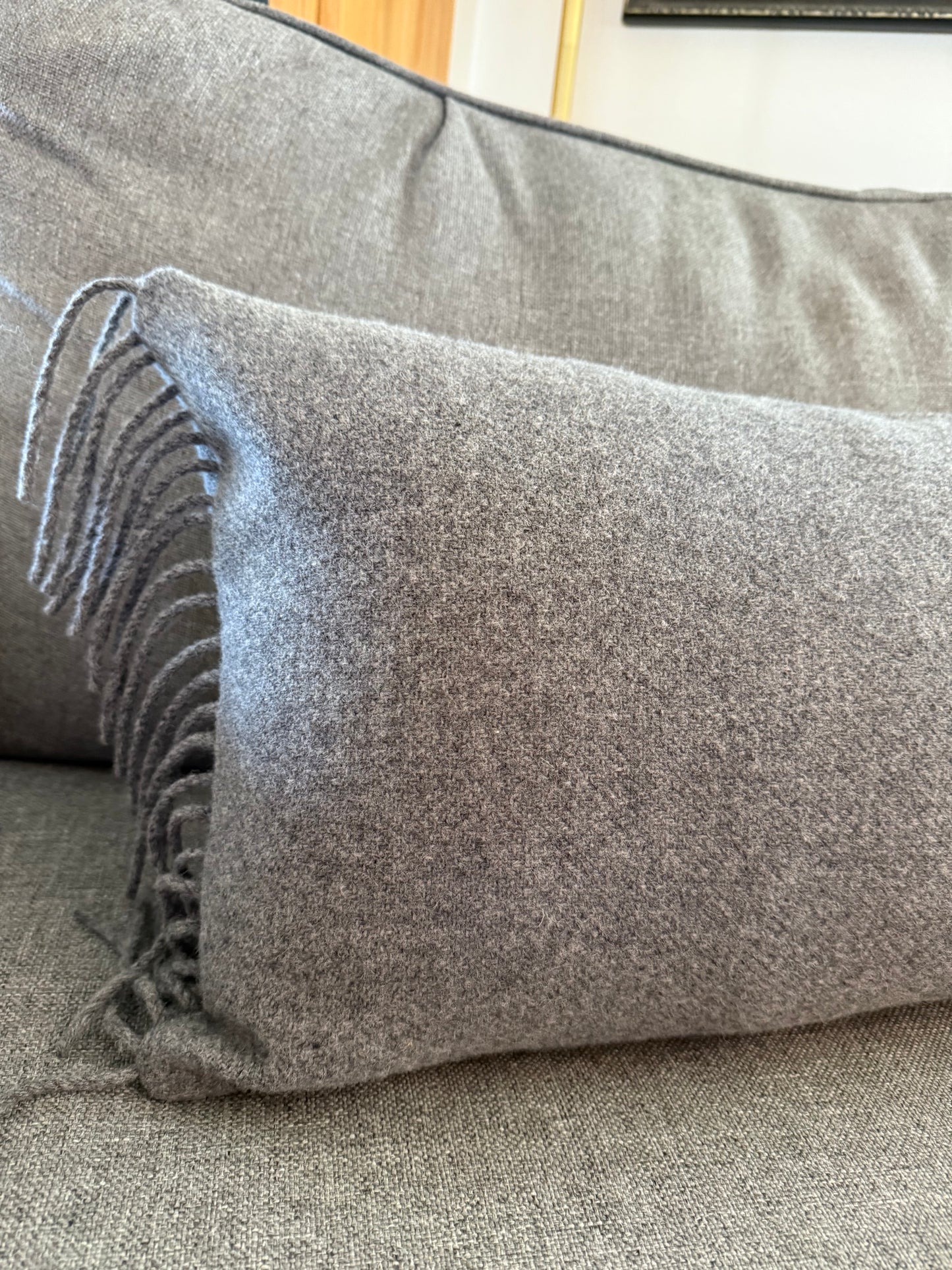 Gray Striped Lumbar Pillow