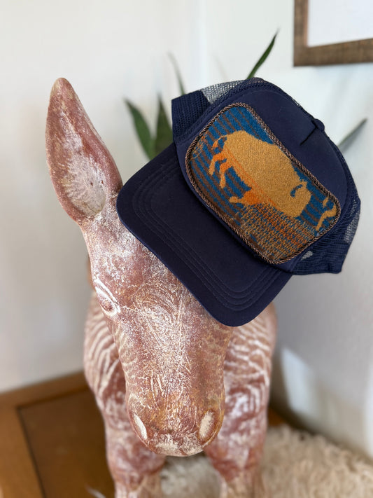 Navy Buffalo Trucker Hat