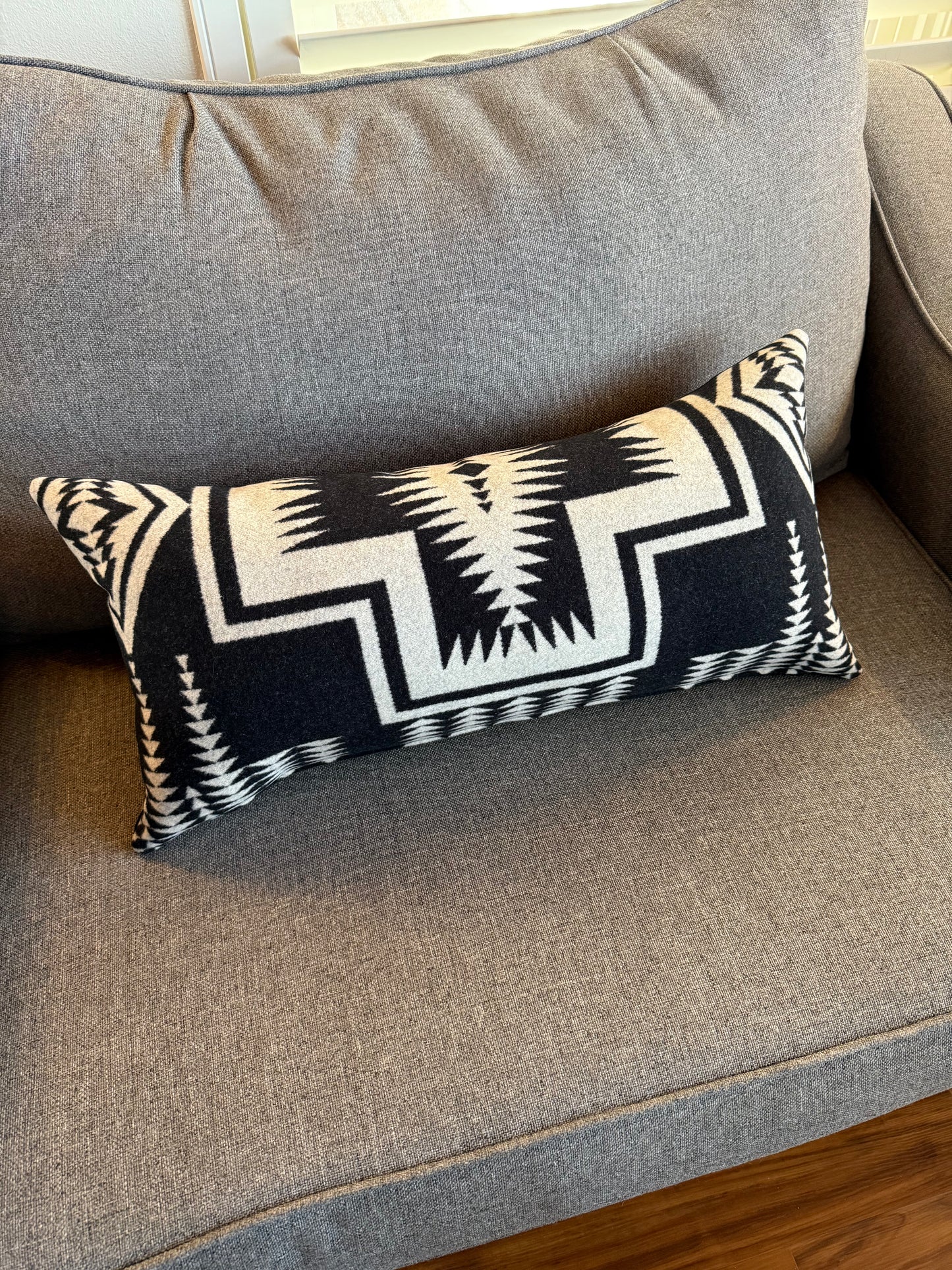 Black & White Walking Rock Large Lumbar Pillow