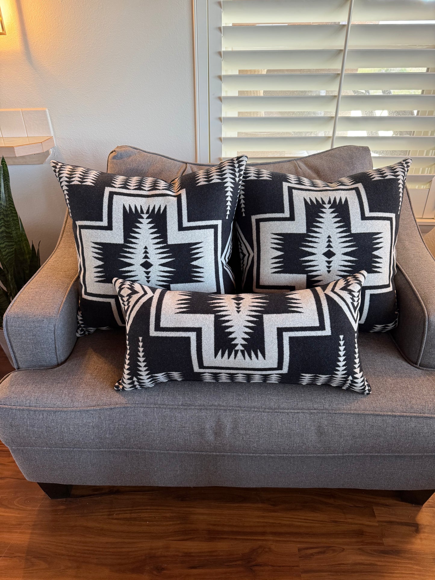 Black & White Walking Rock Large Lumbar Pillow
